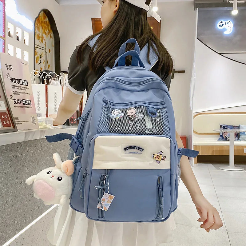 Nylon Waterproof Women School Backpacks for Teenage Girls