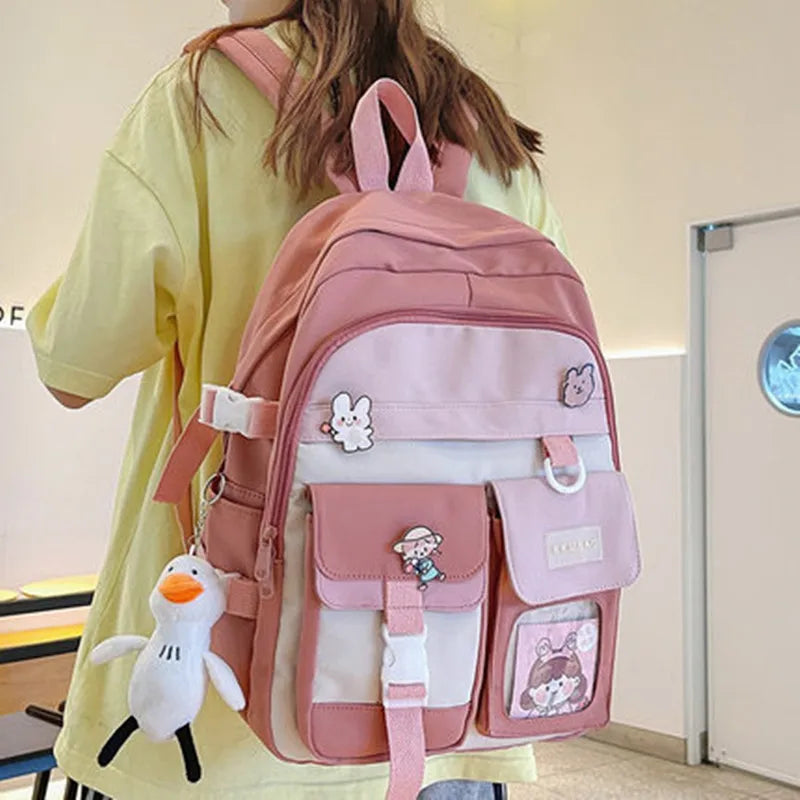 Nylon Waterproof Women School Bags for Teenage Girls Large Capacity Backpacks
