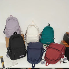 Nylon Women Backpack Female Letter Embroidery Travel Bag Preppy Schoolbag