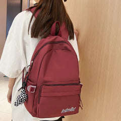 Nylon Women Backpack Female Letter Embroidery Travel Bag Preppy Schoolbag