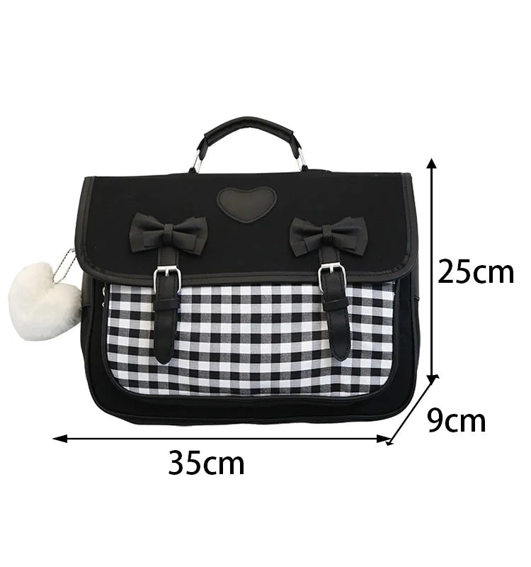 Plaid Nylon Women's Backpack School Bag High Travel Rucksack Student