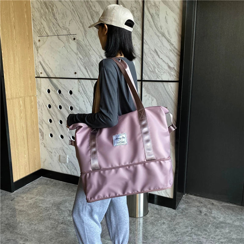Waterproof Nylon Gym Bag with Yoga Mat Compartment