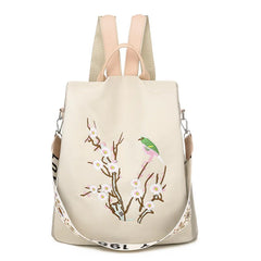 Oxford Anti-theft Women Backpack Embroidery School Bag Large Capacity