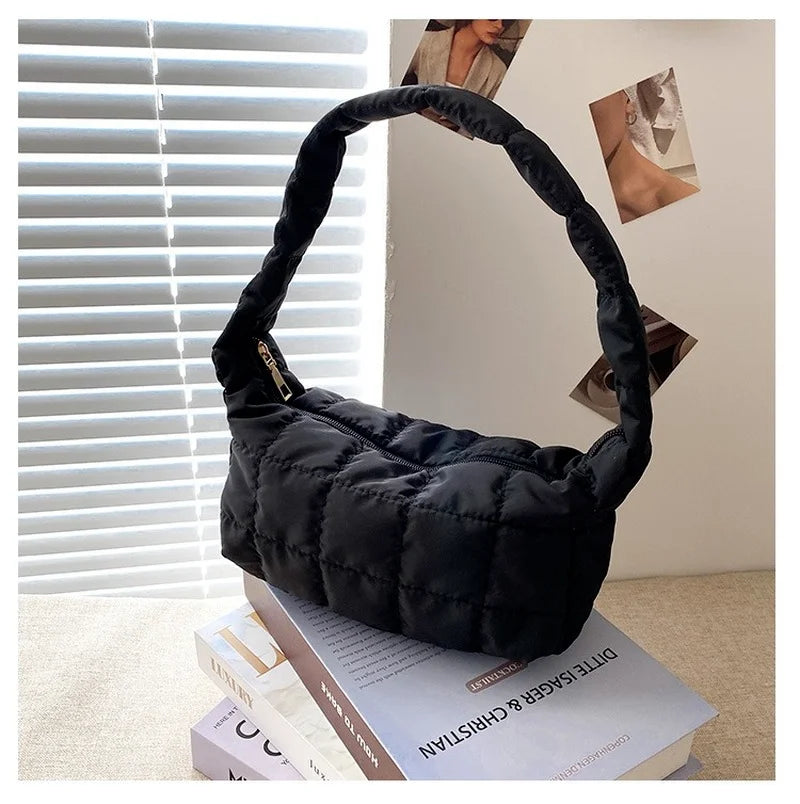 Embroidered Rhombus Oxford Cloth Shoulder Bag for Women