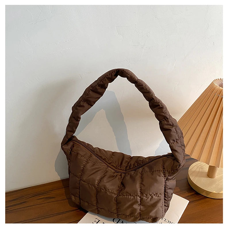 Embroidered Rhombus Shoulder Bag Women's Underarm Handbag