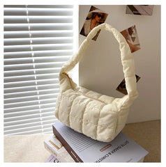 Embroidered Rhombus Oxford Cloth Shoulder Bag for Women