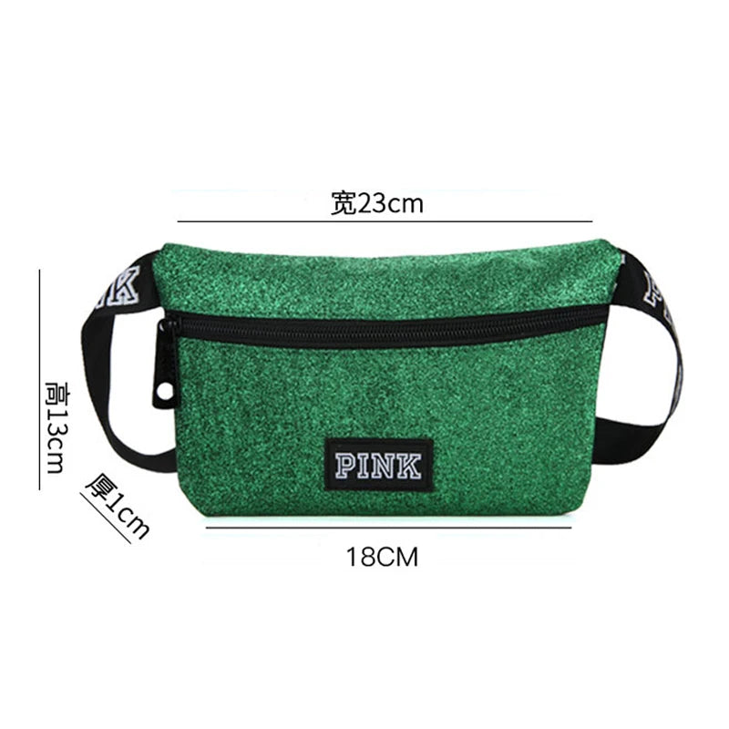 Sequin Waist Bag Pink Waterproof Mini Women Fanny Pack