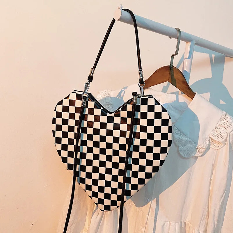 PU Lady Heart Shaped Handbag Lolita Ins Female Shoulder Bag