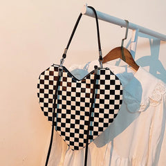 PU Lady Heart Shaped Handbag Lolita Ins Female Shoulder Bag