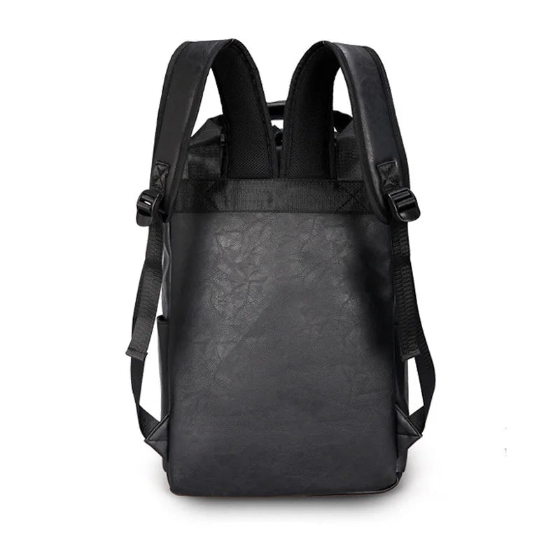 Vintage PU Leather Backpack Men Waterproof Laptop Business Travel Bag