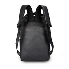 Vintage PU Leather Backpack Men Waterproof Laptop Business Travel Bag