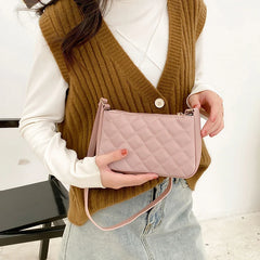 Hot Lingge Mini Bags for Girls, PU Leather Underarm Crossbody Shoulder Female Ba