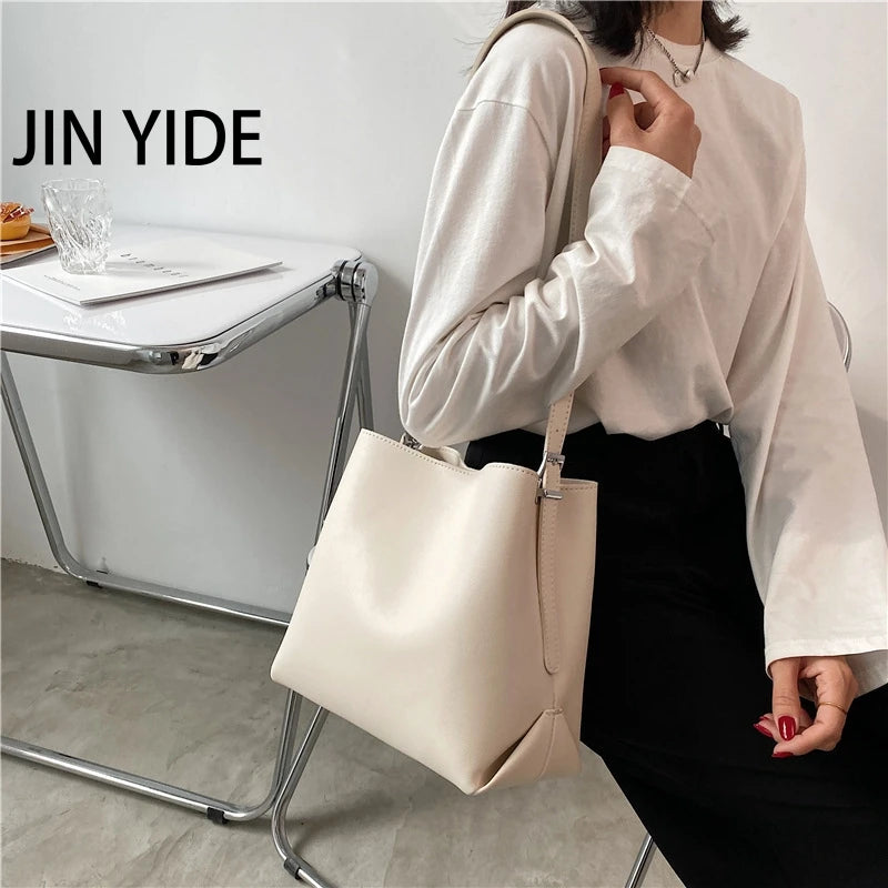 PU Leather Women Bucket Shoulder Bag Solid Casual Female Crossbody bags
