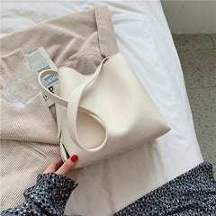 PU Leather Women Bucket Shoulder Bag Solid Casual Female Crossbody bags