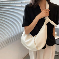Waterproof PU Leather Women's Shoulder Bag High Pleated Crossbody Handbag