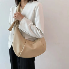 Waterproof PU Leather Women's Shoulder Bag High Pleated Crossbody Handbag