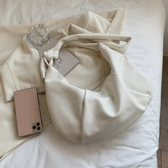 Waterproof PU Leather Women's Shoulder Bag High Pleated Crossbody Handbag