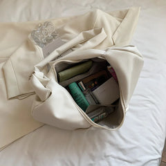 Waterproof PU Leather Women's Shoulder Bag High Pleated Crossbody Handbag