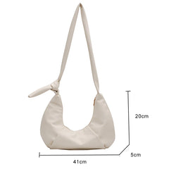 Waterproof PU Leather Women's Shoulder Bag High Pleated Crossbody Handbag