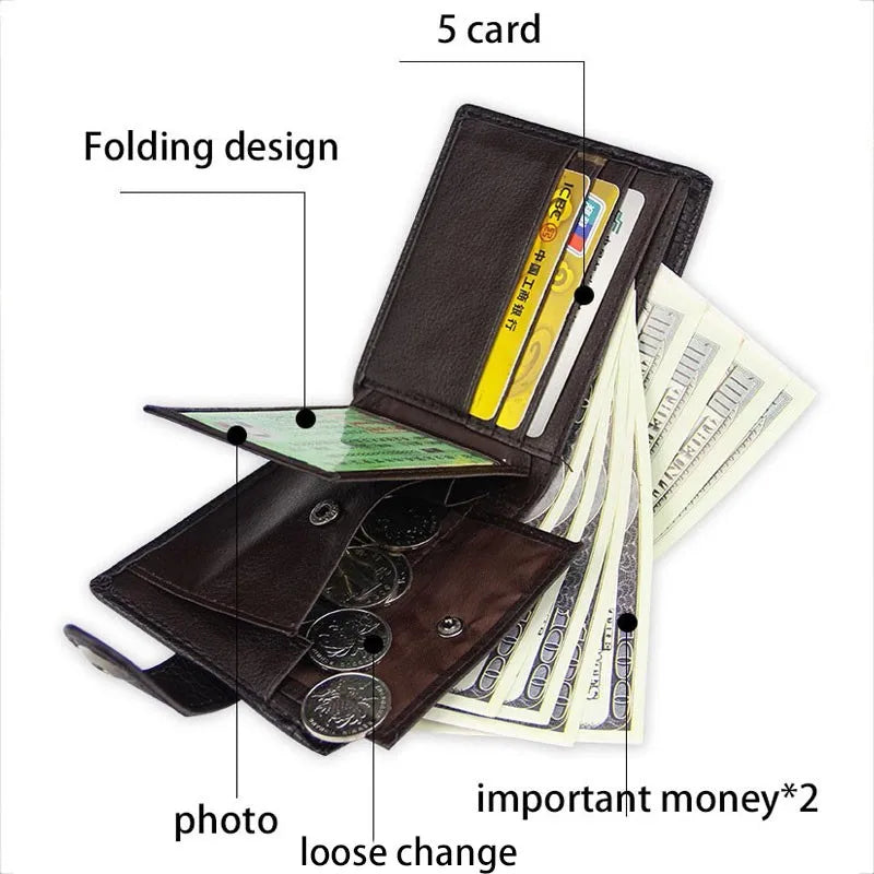 Retro Woven Pattern Leather Men's Short Wallet