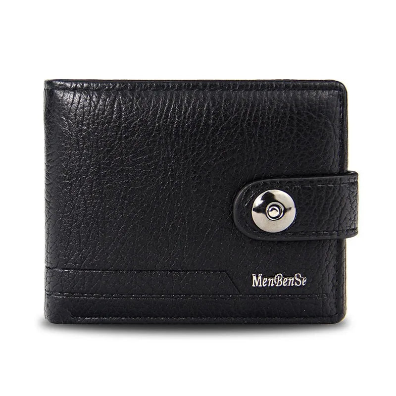 Retro Woven Pattern Leather Men's Short Wallet