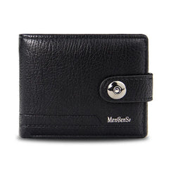 Retro Woven Pattern Leather Men's Short Wallet