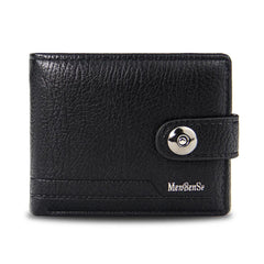 Retro Woven Pattern Leather Men's Short Wallet