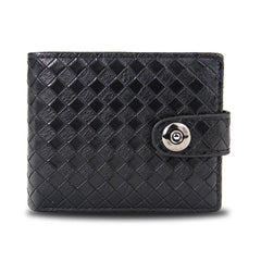 Retro Woven Pattern Leather Men's Short Wallet