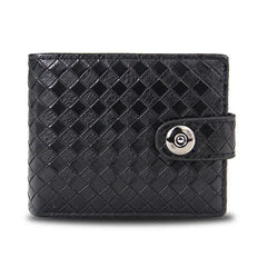 Retro Woven Pattern Leather Men's Short Wallet
