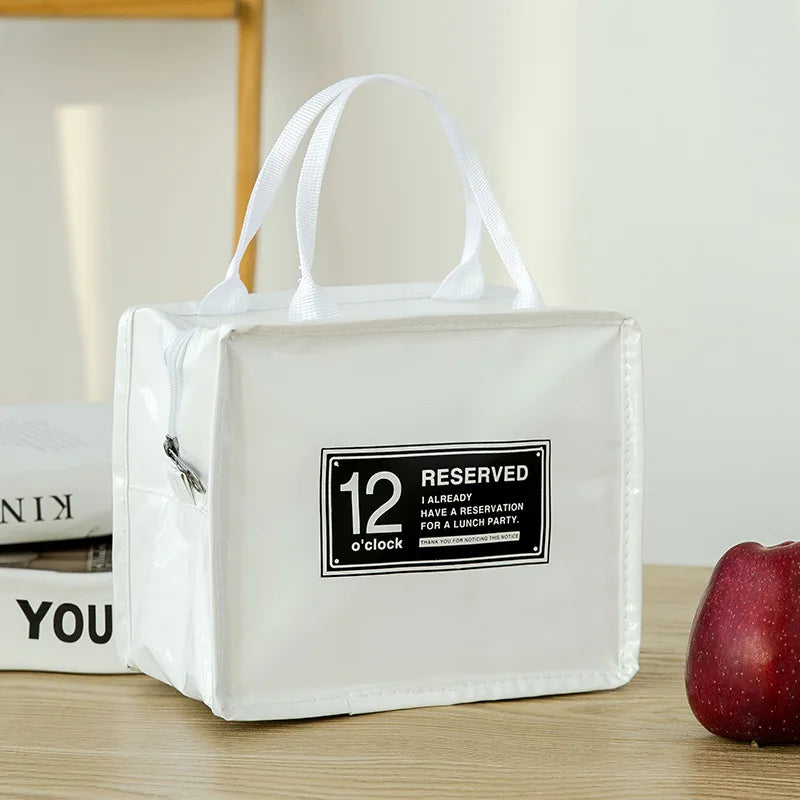 PVC Waterproof Lunch Bag Canvas Stripe Insulated Thermal Food Cooler Tote