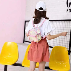 Women's PVC Mini Backpack - Waterproof Transparent Reflective