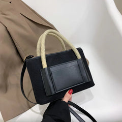Patchwork Shoulder Bags Casual Tote Small Handbags Rope Top Handle Bags