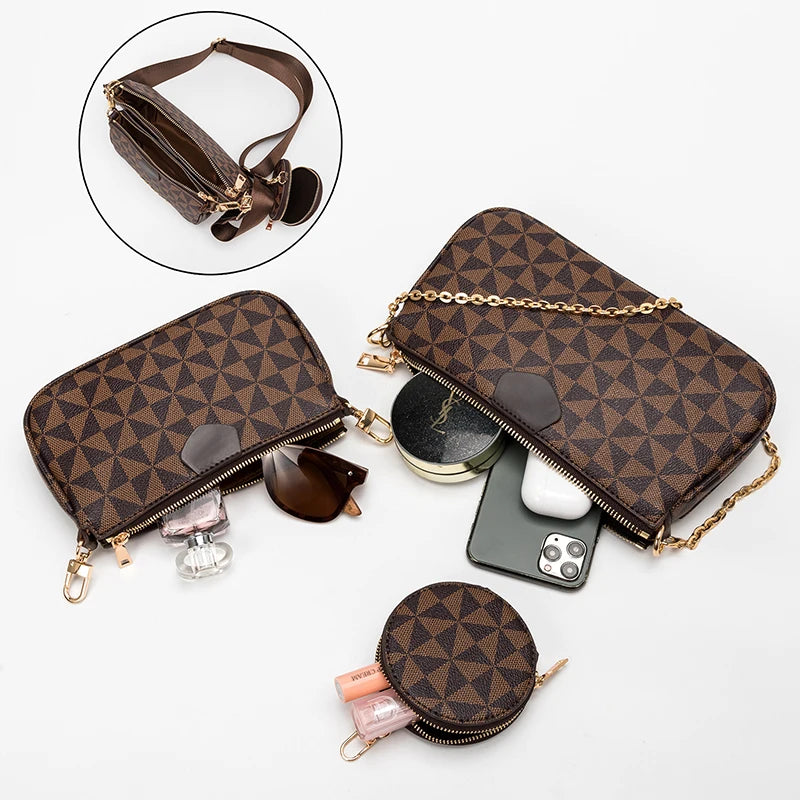 Multi-Color 3-IN-1 Messenger Handbag Crossbody Shoulder Bag