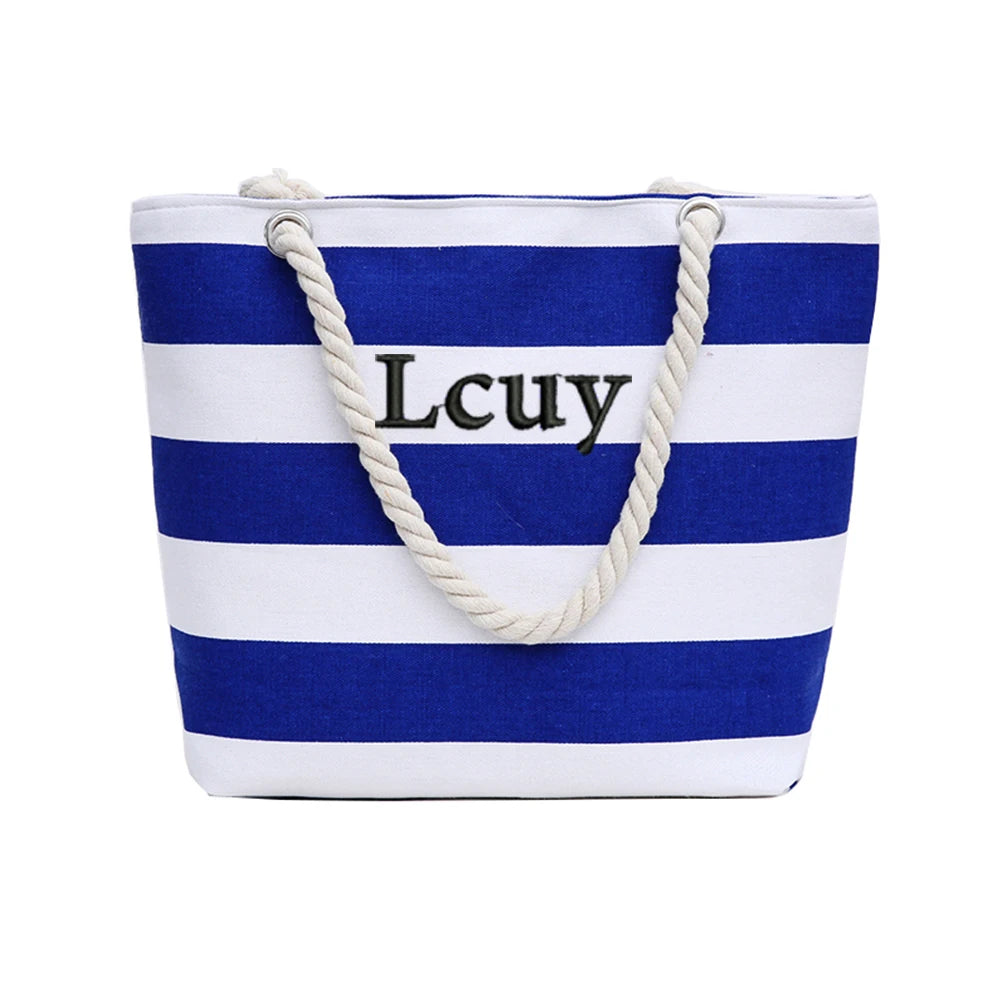 Personalized Name Beach Tote Bag Bridal Gift Totes Bridesmaids Gift Bag Embroide