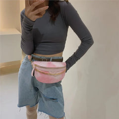 Pink Belt Bag Multifunction Crossbody Shoulder Waist Sling Bag