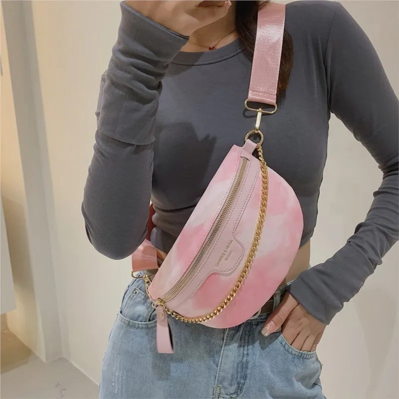 Pink Belt Bag Multifunction Crossbody Shoulder Waist Sling Bag