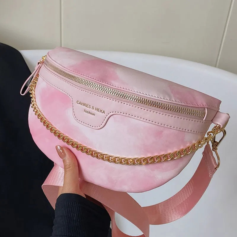 Pink Belt Bag Multifunction Crossbody Shoulder Waist Sling Bag