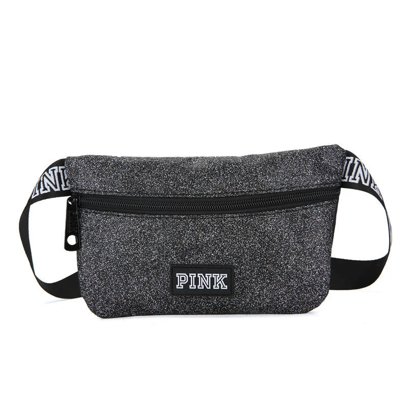 Sequin Pink Waist Bag Mini Women Bum Beach Pockets Pouch Belt