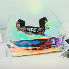 Pink Girl Bag Travel Duffel Beach Holographic Shoulder Bag