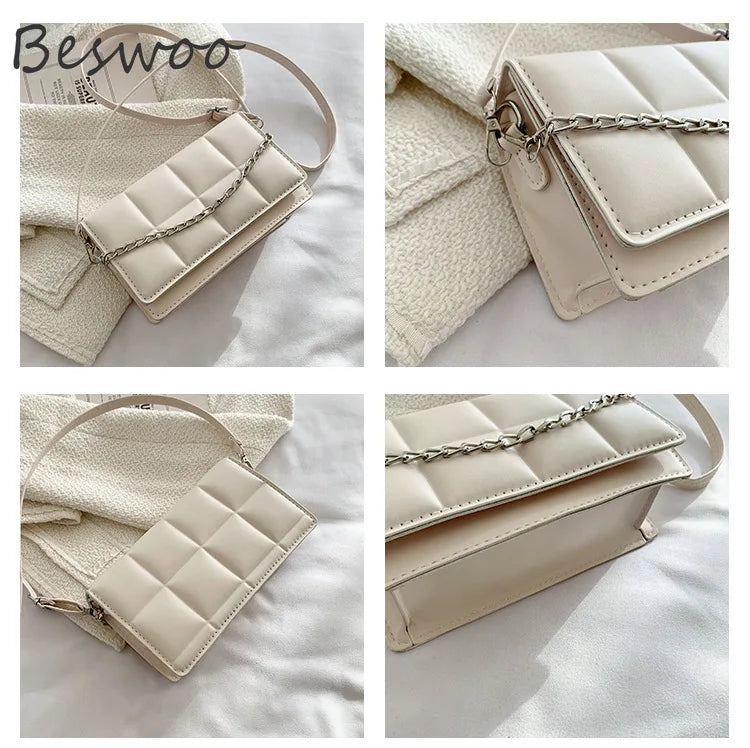 Plaid Embossed Women's Shoulder Crossbody Bag Chain Square Bags
