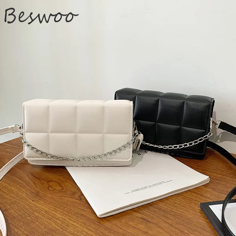 Plaid Embossed Women's Shoulder Crossbody Bag Chain Square Bags