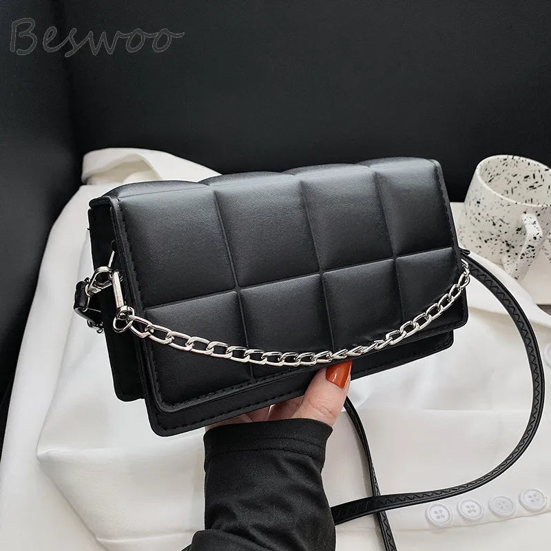 Plaid Embossed Women's Shoulder Crossbody Bag Chain Square Bags