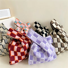 Plaid Niche Girls' Knitting Handbag Women's Shoulder Knitting Fashionable