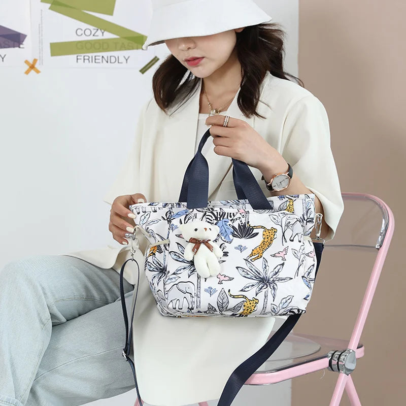 Plant Floral Print Travel Bag for Women Girls Large Capacity Handbag