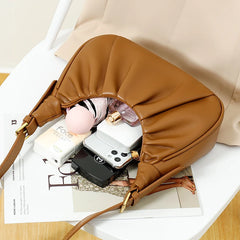 Pleated Women's Bag Soft Leather Shoulder Crossbody Bags Handbags Female