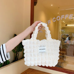 Pleated Women's Bubble Clutch Handbags Portable Female Small Square Shoulder Bag