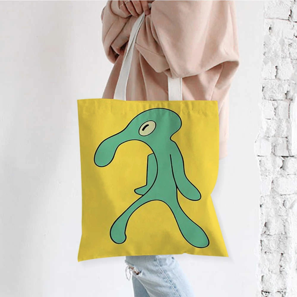 Duck Print Canvas Tote Bag for Women Casual Shoulder Handbags Large Capacity