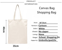 Duck Print Canvas Tote Bag for Women Casual Shoulder Handbags Large Capacity