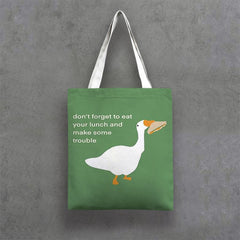 Duck Print Canvas Tote Bag for Women Casual Shoulder Handbags Large Capacity