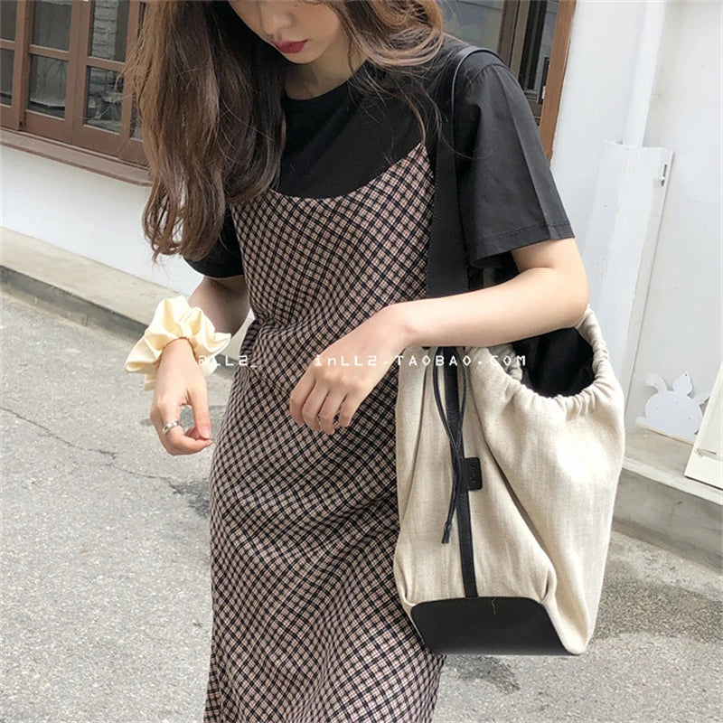 Vintage Street Canvas Shoulder Bag Large Capacity Tote Bag Women